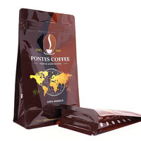 Sachet d'emballage de café personnalisé 8oz 1lb 2lb, pochette à fond plat avec valve, sac à grains de café refermable à fermeture éclair