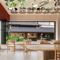 Meubles de restaurant modernes sur mesure Songdesign, ensemble de tables et de chaises, matériau en bois, motif carré, taille et couleur personnalisées, garantie 5 ans