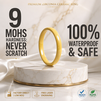 Bague en céramique de zircone jaune vibrante de 3 mm, construction ultra-légère, dureté 9 Mohs, ne raye jamais, idéale pour un cadeau