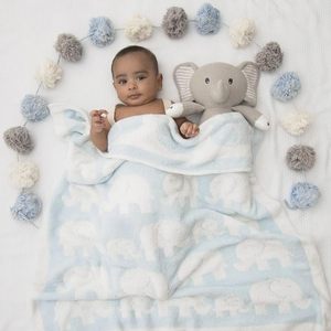 Baby Blanket - <strong>Blue</strong> Elephant Ultra Soft Thick for Newborns, Throw Blanket for <strong>Crib</strong>, Stroller Cover | Perfect Baby Gift - Product Image 3