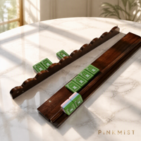 Ensemble de 4 supports de Mahjong en noyer naturel bicolore (bois de pêche et noir) de 20 pouces avec pousseurs magnétiques, MOQ 1 pour le divertissement ludique