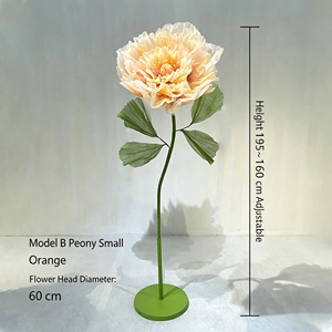 Fleur de pivoine artificielle sur pied, rose, 60 cm de diamètre, hauteur réglable 195 cm, pour mariage, hôtel, scène, événement - Product Image 6