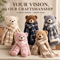 Couverture en peluche personnalisée motif ours, couverture de Noël en peluche, vente en gros OEM ODM, douce et portable, cadeau de fêtes, collection maison