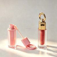 Tube de rouge à lèvres liquide brillant carré 4ML, couleurs personnalisées, avec anneau, emballage de maquillage de luxe moderne et simple, vente en gros d'usine
