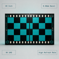 Mur vidéo LCD professionnel de 49 pouces, cadre de 0,88 mm, écran de raccordement 4K UHD à taux de rafraîchissement élevé pour studio de télévision et diffusion