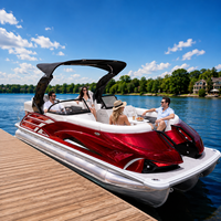 Bateau ponton de luxe de haute qualité pour 12 personnes avec direction hydraulique, certifié CE, moteur hors-bord de 200 CV pour la pêche et les croisières au coucher du soleil