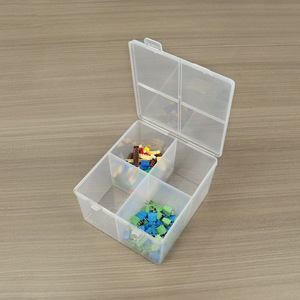 Transparent Four Compartment Plastic Storage <b>Box</b> 12.6x14x7.5cm With Lid For Cotton Swabs <b>Makeup</b> Pads Toys Fishing Gear Tools - Product Image 2