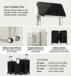 <span class=keywords><strong>Valise</strong></span> rigide légère et étanche en polycarbonate et polyester, design minimaliste de luxe, écologique, vente en gros B2B - Product Image 2