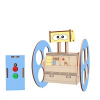 Kit de jouets en bois : Robot d'équilibre télécommandé en bois, petite invention technologique, assemblage électrique, expérience scientifique (0-3 mois)