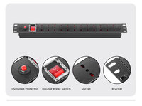 Dinggu PDU 12 voies pour montage en rack, unité de distribution d'alimentation, Italie, 230V, disjoncteur, résistant à la chaleur, ignifuge, PC, aluminium