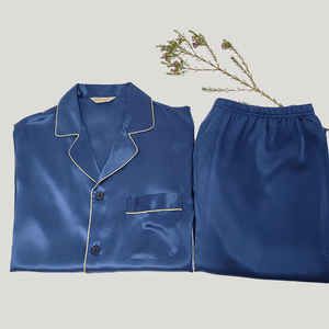 <span class=keywords><strong>Pigiama</strong></span> da <span class=keywords><strong>Uomo</strong></span> in Seta 100% Blu 19mm, Abbigliamento da Notte in Seta per <span class=keywords><strong>Uomo</strong></span> - Product Image 4
