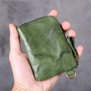 Monedero de Cuero Vacuno Vintage de Primera Calidad con Cierre, Cartera para Tarjetas de Crédito de Cuero Genuino - Product Image 1