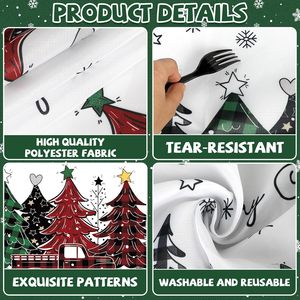 ผ้าปูโต๊ะลายตาหมากรุกสีแดงดีไซน์ระฆังของตกแต่งงานเลี้ยงฉลองคริสต์มาสปกอาหารวันคริสต์มาสวันส่งท้ายปีเก่าจากจีน - Product Image 3