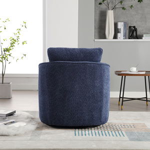Boucle Upholstered Swivel Accent Barrel <b>Chair</b> 30.3W <b>Comfy</b> Round Single Sofa <b>Chair</b> 360 Degree Club Bucket <b>Chair</b> - Product Image 6