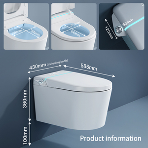WC intelligent électrique mural avec couvercle à ouverture automatique, siège chauffant, double chasse d'eau, siphon en P, télécommande, cuvette allongée, intelligent - Product Image 2