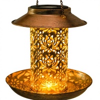 Mangeoire à oiseaux automatique classique Charge Iron pour l'extérieur, suspendue, portable, étanche IPX5, avec lanterne et crochet en S, pour les amoureux des oiseaux