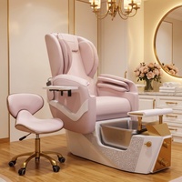 Fauteuil de pédicure de luxe rose doré, fauteuil de pédicure électrique inclinable avec massage, bain de pieds, table de manucure
