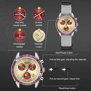 <span class=keywords><strong>Montre</strong></span> chronographe pour <span class=keywords><strong>homme</strong></span>, boîtier en acier inoxydable, lunette tachymètre, aiguilles lumineuses, fenêtre de date, <span class=keywords><strong>montre</strong></span>-<span class=keywords><strong>bracelet</strong></span> à quartz, cadeau sportif - Product Image 4