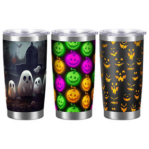 Gobelets isothermes à double paroi en acier inoxydable avec logo personnalisé, cadeaux d'Halloween, revêtement poudré, 20 oz, pour le camping, le café, les voyages - Product Image 1