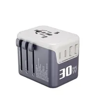 Adaptateur de voyage universel avec 2 ports USB et 2 ports Type-C pour ordinateur portable PD30W, adaptateur de voyage rapide tout-en-un pour plus de 200 pays