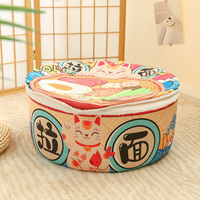 Lit pour animaux de compagnie en forme de ramen de dessin animé, moderne et tendance, confortable, type grotte pour chat, en mousse douce et pelucheuse, avec tapis amovible