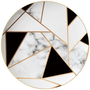 Wholesale Kitchen Utensils <b>Dinner</b> Plate Luxury White and <b>Black</b> Bone China Platter Service Plate Dinnerware <b>Set</b> - Product Image 4