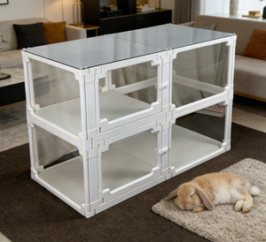 Recinto per Animali Domestici Moderno e Sicuro in PVC Trasparente 80CM, Gabbia Impermeabile a Doppio Strato per Cani e Gatti da Interno - Product Image 4