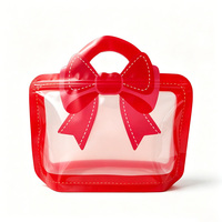 Pochette à fond plat découpée avec nœud, fenêtre transparente, fermeture éclair, qualité alimentaire sans BPA, tailles et couleurs personnalisables pour emballage de bonbons, snacks et cadeaux