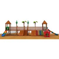 बच्चों आउटडोर लकड़ी चढ़ाई स्लाइड संयोजन मनोरंजन पार्क सुविधा