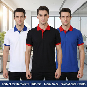 <span class=keywords><strong>Polo</strong></span> personnalisé avec logo, 220g, respirant, uniforme d'entreprise, vêtements de travail pour hommes, manches courtes, coton et polyester, col contrasté bicolore - Product Image 5