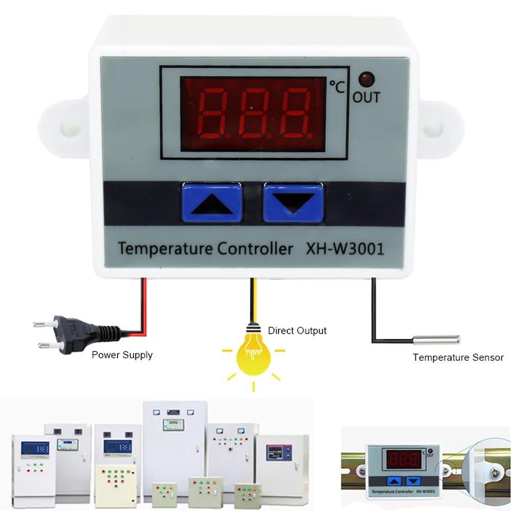 10A 12V 24V 220VAC Digitale Led Temperatuur Controller XH-W3001 Voor Incubator Koeling Verwarming Schakelaar Thermostaat Ntc Sensor