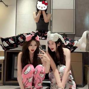 Frauen grenz überschreitende Cartoon Katze gedruckt Flanell Pyjama Hose Herbst Winter Korallen Fleece elastische Taille verdickt warm lässig - Product Image 6