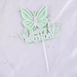Decoración de Pastel de mariposas, adorno de pastel de cumpleaños, de cuatro colores, perla, mariposa - Product Image 3