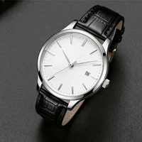 Montre pour homme étanche et lumineuse, chronographe décontracté pour affaires avec bracelet en cuir et affichage du calendrier, montre-bracelet à quartz en gros