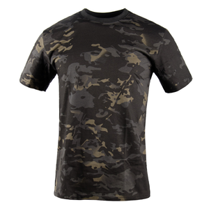 Camuflagem Unisex Preto T-shirt 100% Algodão Casual mangas curtas respirável Rip-Stop Base Layer para atividades ao ar livre Homens - Product Image 5