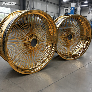 ล้อแม็<span class=keywords><strong>ก</strong></span>ซ์ NJQS ยี่ห้อ Wire Wheels <span class=keywords><strong>ขอบ</strong></span>ฟอร์จ ขนาด 13-26 นิ้ว ลายซี่โครเมียมสีทอง - Product Image 1