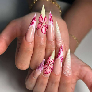 Faux ongles personnalisés faits à la main, style stiletto/<span class=keywords><strong>pointu</strong></span>, vente en gros, ongles à presser en vrac, ongles artificiels de haute qualité pour femmes - Product Image 2
