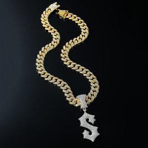 Collar de Hombre Estilo Hip Hop, Cadena Cubana con Diamantes, Colgante con Letra S, Accesorios de Moda Geométricos - Product Image 4