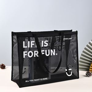 Sac fourre-tout en maille tendance pour l'été, avec poignée en corde, léger, respirant, pour la plage et les courses, grande capacité, durable - Product Image 1