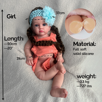 Poupée Reborn en Silicone de 20 Pouces pour Fille, Cheveux Longs, Directement de l'Usine, Idéale comme Compagnon d'Émotion et Cadeau d'Art de Collection