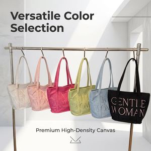 <b>Cross</b>-Border Embroidered Letter Tote Bag Women New Stylish Canvas Design Large Capacity Open Closure Shoulder Carry - Product Image 2