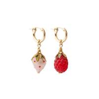 Aardbei Zomer Verguld Koper Fruit Serie Framboos Kleurbestendige Parel Trendy Modieuze Dames Creolen