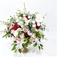 Bouquet de fleurs artificielles faites à la main pour mariage, centre de table en forme de boule de roses, arrangement floral en soie pour arche de mariage, décoration d'événements