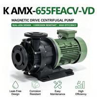 K AMX-655FEACV-VD 5 HP 磁力驱动高温液体化学输送泵，适用于电镀行业，800 L/min
