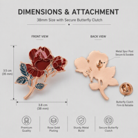 Broche en métal émaillé souple personnalisée, élégante, motif floral botanique rose, pour robe femme