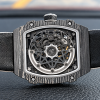Montre mécanique ultra-fine en fibre de carbone, miroir saphir, mouvement ajouré, aiguilles lumineuses, série 6702, montre pour homme