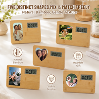Cadre photo DIY Xingyan avec affichage de l'heure, en bambou écologique, sublimation aluminium, pour couple ou souvenir parent-enfant