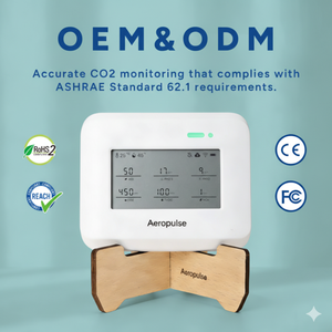 משדר CO2 תעשייתי Aeropulse A200-CO2 RS485 WiFi NDIR עם סוללה/טעינה USB-C לבניינים מסחריים, אחסון נתונים למשך 1.5 שנים - Product Image 1