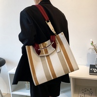 Sac fourre-tout vintage en toile, sac de week-end, grand sac fourre-tout simple de haute qualité et grande capacité, sac à main de luxe rayé pour femme