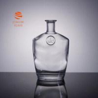 Botella de Vidrio Transparente de Lujo de 700 ml y 750 ml para Whisky, Ginebra y Ron, Fabricante de Botellas de Vidrio Personalizadas OEM